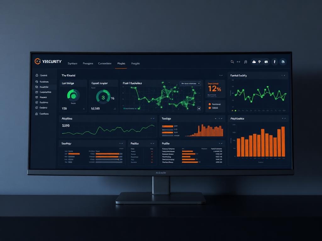 Cybersecurity analytics dashboard on a monitor