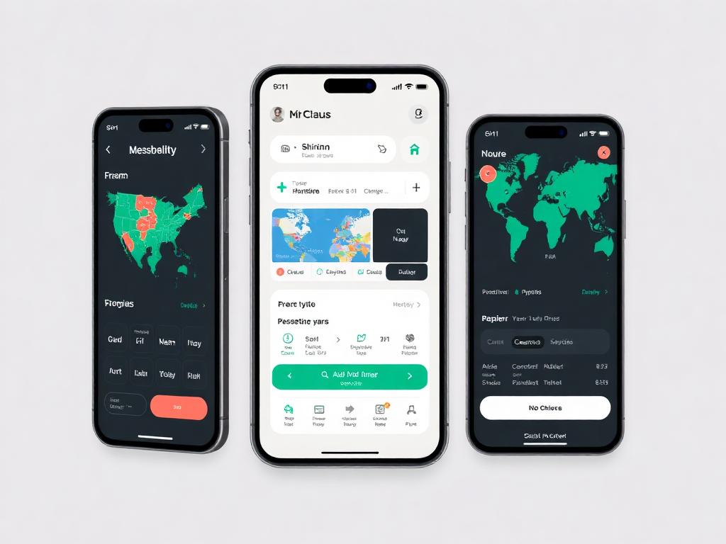 Travel booking mobile app interface screens