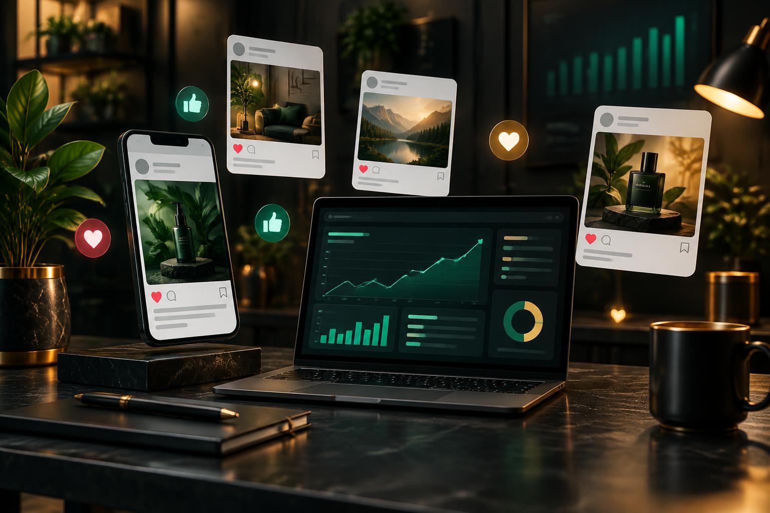 Paid social campaign creative and analytics workspace